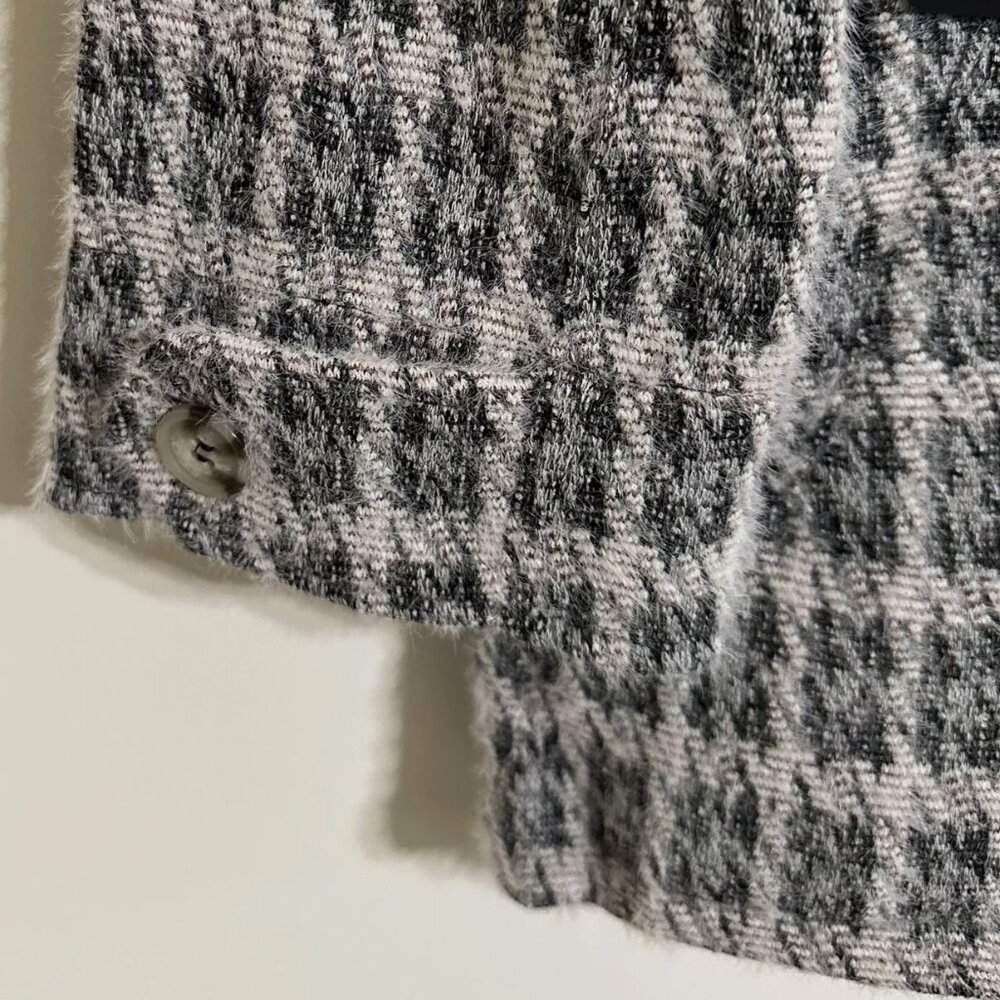 Liverpool Heather Houndstooth Fuzzy Button Front Boxy Jacket Women's Large - Picture 5 of 16